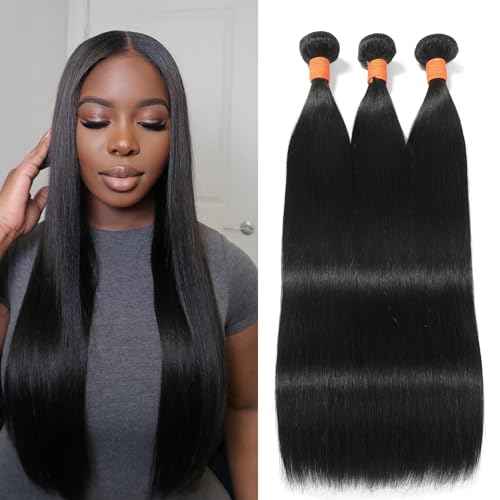 Straight Bundles Human Hair 18 20 22 Inch 3 Bundles 100% Unprocessed Brazilian Virgin Human Hair Straight Weave Bundles Natural Color