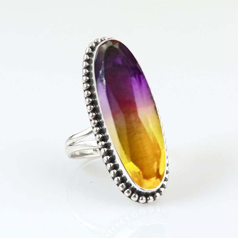 Ametrine Quartz Ring 925 Sterling Silver Handmade Ring Large Oval Gemstone Ring For Women Engagement Valentine Gift For Her Ametrine Jewelry Classic Statement Ring By NKG