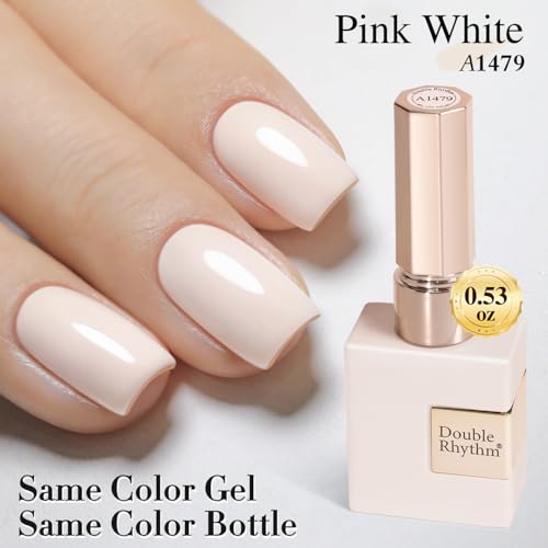 Double Rhythm Pink White 15ml Gel Polish - Pure Sheer Color, Soak-Off, DIY Salon Manicure