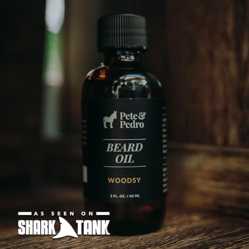 Pete & Pedro BEARD OIL - 100% Natural & Organic Ingredients, Manly Woodsy Scent | Hydrates & Softens Beard & Skin, Reduces Itchiness, Adds Shine, Helps With Beardruff | As Seen on Shark Tank, 2 oz.