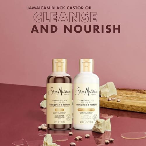 SheaMoisture Travel Essentials, Jamaican Black Castor Oil Strengthen & Restore Shampoo and Leave-in Conditioner Set, 3.2 Oz Each