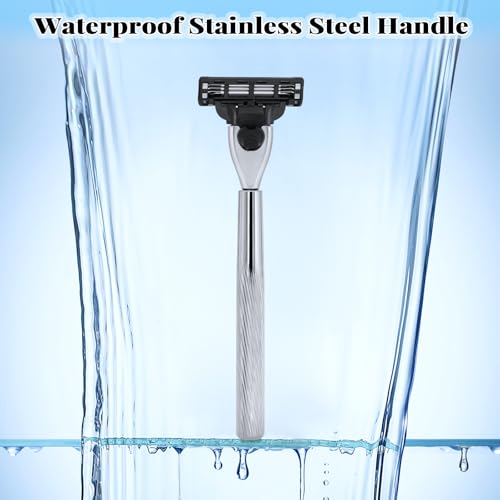 Razor Handle Only Compatible with Gillette Mach 3- Ergonomic Metal Handle, Reusable for Superior Shaving(Handle Only,No Blades)