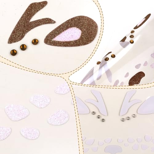 Deer Face Christmas Stickers - Glitter Rhinestone Temporary Tattoos
