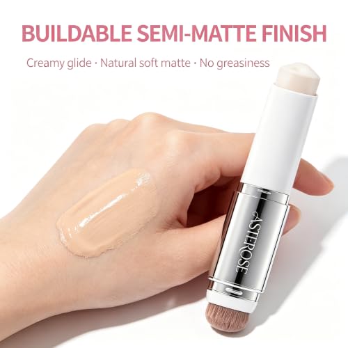 Color Changing Foundation Stick 18g with Brush - Self-Adapting Shade, Hydrating, Buildable Makeup