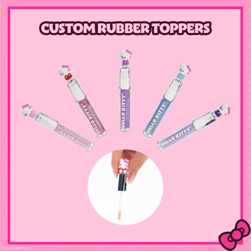 Hello Kitty 5 Pc Plant Based, Moisturizing Lip Gloss Makeup Set for Girls Kids Toddlers, Perfect for Parties Sleepovers Makeovers Birthday Gift for Girls 3 Yrs+ by Townley Girl