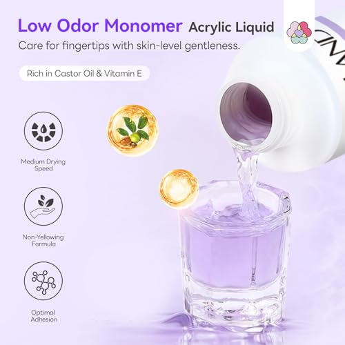 SAVILAND Advanced Acrylic Nail Kit for Beginners: 30g Clear Acrylic Powder and Liquid Set with #12 Nail Brush, Forms & Manicure Tools for Extensions DIY 3D Nail Art Sculpting Home Salon Use