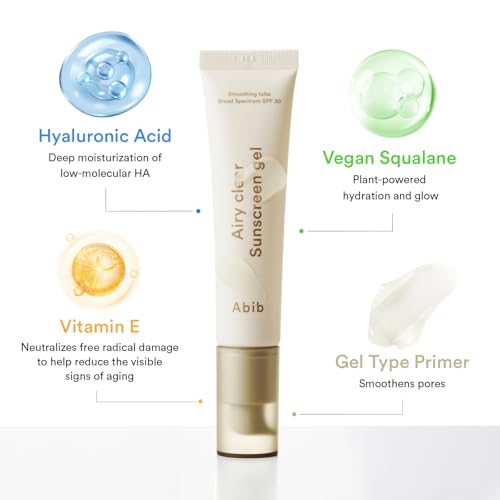 Abib Airy Clear Sunscreen Gel SPF30 1.01 fl.oz / 30 g (Semi- matte) | Korean Suncreen, Suncare, Sunblock, No White cast, Primer poreless