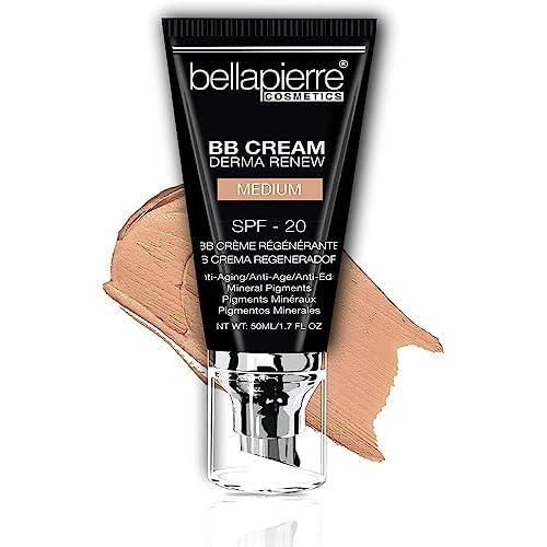 Bellapierre BB Cream SPF 20 ? Mineral Sunscreen & Liquid Foundation, Lightweight Face Moisturizer with Buildable Coverage, Matte Finish, Non-Toxic, Paraben-Free, Cruelty-Free ? 1.7 oz - Medium