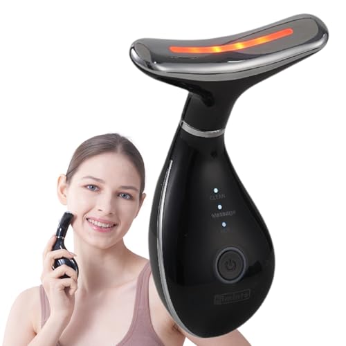 VIMINTO 3-in-1 Face Massager ? Facial Massager Tool with Soothing Heat, Vibration, and Smart Touch ? Red, Blue & Green Light Modes for Relaxation and Radiance ? Compact & Portable - Black