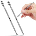 2 Pcs Stainless Steel Double-Ended Cuticle Pusher Set - Manicure & Pedicure Tools - Silver - 1 Pack