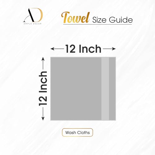 Ample Decor 100% Cotton Washcloths 12x12 Inch, 600 GSM, Set of 5