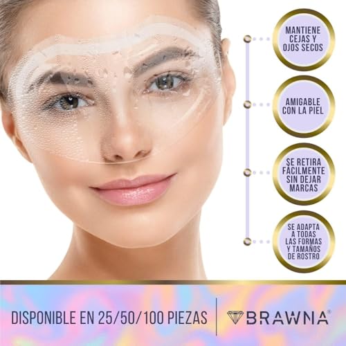 BRAWNA 25 Pack Protective Shower Visors with Pink Organza Bag for Eyelash Extensions, Microblading, Brow Lamination, Eye Surgery, Blepharoplasty - PMU Supplies