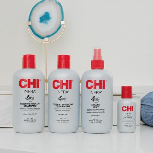 CHI Infra Hair Strengthening Kit, 4-Piece Set, Shampoo, Treatment, Keratin Mist & Silk Infusion