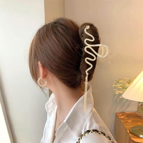 SIYWINA 5 Pcs Metal Snake Hair Clips, Hairpin, Hair Barrettes for Thick Hair, Elegant French Hair Accessories for Women Girls (Gold)