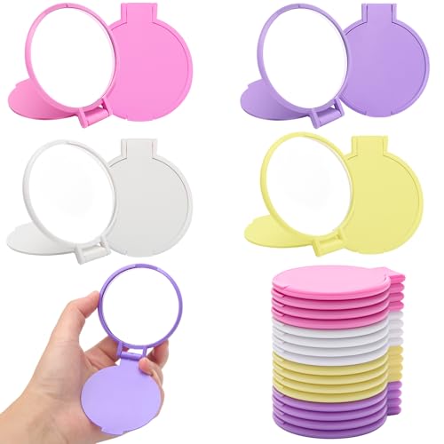 Windspeed 24Pcs Mini Folding Mirror Round Compact, 2.4 in Small Portable Travel Makeup Mirror Compact Mirror for Purse, Women Girls Travel Daily Use