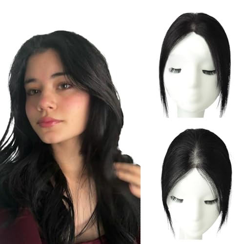 SAFIRENY Jet Black 10 Inch Human Hair Clip-in Bangs Hair Topper Women