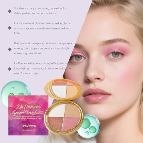 Dulele 4-in-1 Eye & Cheek Palette with Highlighter, Blush & Bronzer