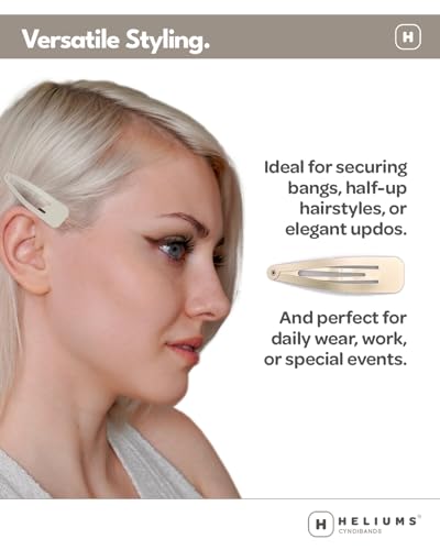 Heliums 2.7-Inch Metal Snap Hair Clips - 8 Count for Strong Hold