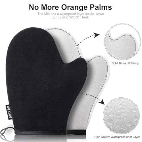 3 in 1 Self Tanning Mitts Self Tanner Mitt Applicator Kit - Tanning Glove for Self Tan Mitt, Tanning Brush for Self Tan Brush Back Tanning Applicator Kabuki Body Brush Self Tanner Back Applicator