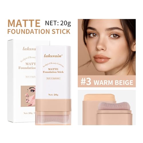 BAISEN DIARY Warm Beige Beauty Balm Serum & Foundation Stick with Brush – Full Coverage, Long-Lasting, Travel-Ready Skin Tinte