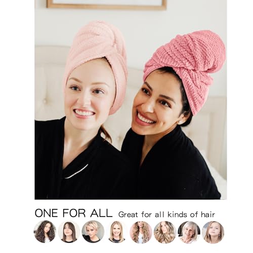 ROLSHOL Microfiber Hair Towels - 2 Pack, Super Absorbent & Quick Dry