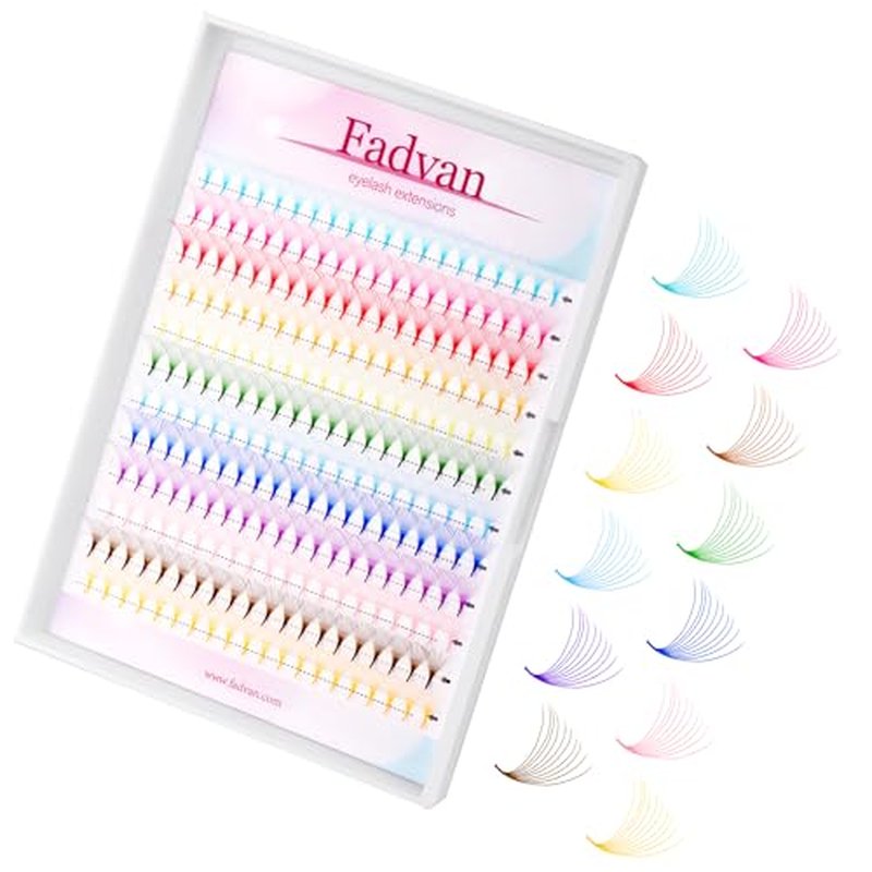 FADVAN Colored Lash Extensions lashes 240pcs 12 Color Premade Fans 10D 13mm 0.07D Curl Professional Eyelash Extensions (12 Colors, 0.07D, 13mm)