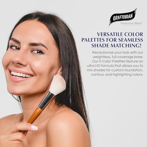 Graftobian HD Glamour Crème Foundation Palette #2 - 5 Color Full Coverage for Warm Skin