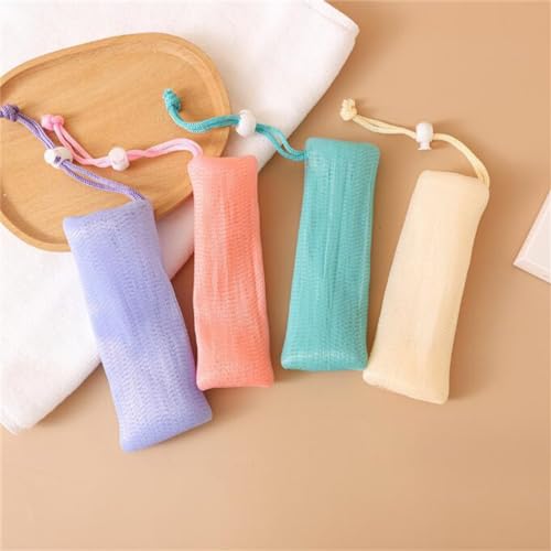 Exfoliating Mesh Soap Pouch with Lanyard - Set of 4