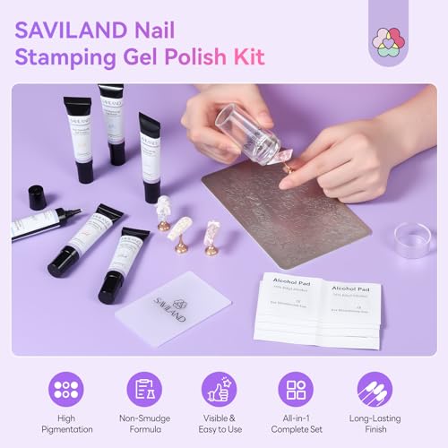 SAVILAND Nail Stamping Gel Polish Kit 6 Colors