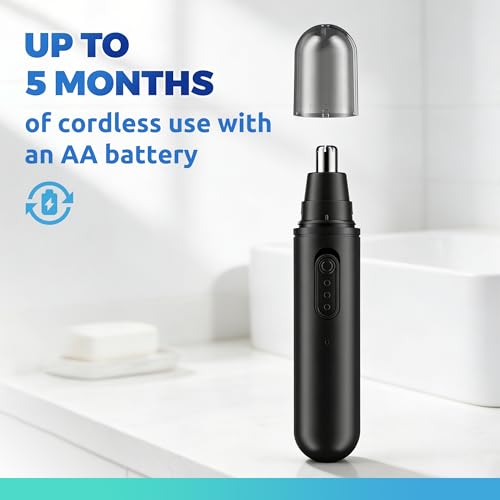 Lysandra Nose Hair Trimmer for Men: Painless Ear Hair Trimmer with 5 Month Battery Life ? Electric Nose Hair Remover Featuring an Easy to Clean Detachable Head, Black