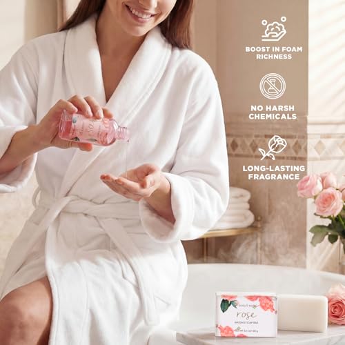 BODY & EARTH Rose Spa Gift Set - 5-Pc Bath & Body Kit for Women