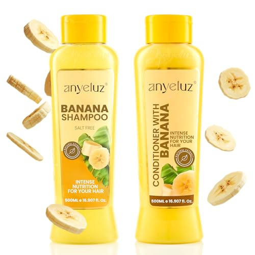 ANYELUZ Banana Shampoo & Conditioner Set for Dry Hair - 2 Pack