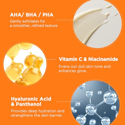 Nightingale C-toning Peeling Pads with Vitamin Complex + AHA?BHA?PHA + Niacinamide, Exfoliating Peel Pads, Sebum Care, Improve Skin Texture, Hypoallergenic, Vegan Pads, korean skin care