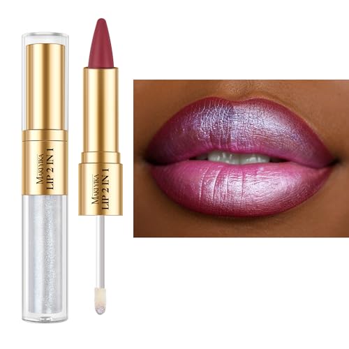 MAKI YIKA LGA08 Dark Purple Lip Liner & Silver Lip Gloss Set for Women
