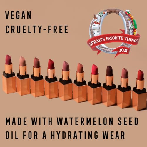 Bossy Cosmetics Vegan Lipstick for Women, Matte, Long Lasting, Hydrating Lip Stick with Vitamin E and Watermelon Seed Oil, Vegan Makeup, Paraben and Cruelty Free (Ambitious - Red Color)