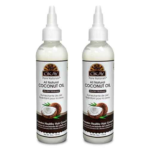 Okay 100% Pure Coconut Oil for Hair & Skin - Coconut Oil for Women & Men, Perfect for Body, Face, Natural Massage Oil & Moisturizer - 4 Fl Oz Squeeze Bottle (Pack of 2)