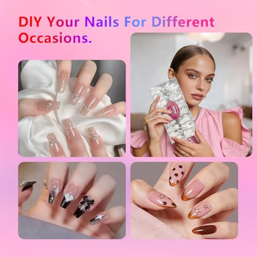 BETE Medium Almond Clear Acrylic Nail Tips - 224 Pcs, 16 Sizes