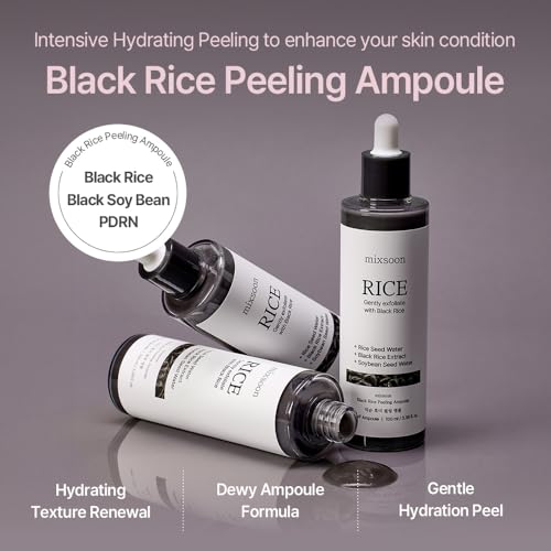 mixsoon Black & White Rice Peeling Ampoule Duo bundles - Gentle Exfoliating Dead Skin Cells Remover for Radiant skin 100ml / 3.38 fl.oz. Korean Glass Skin Care