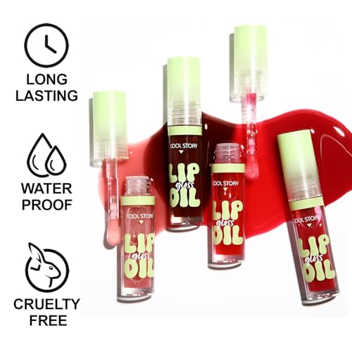 Hydrating Glow Lip Oil Set - 4 Pack Moisturizing Lip Gloss