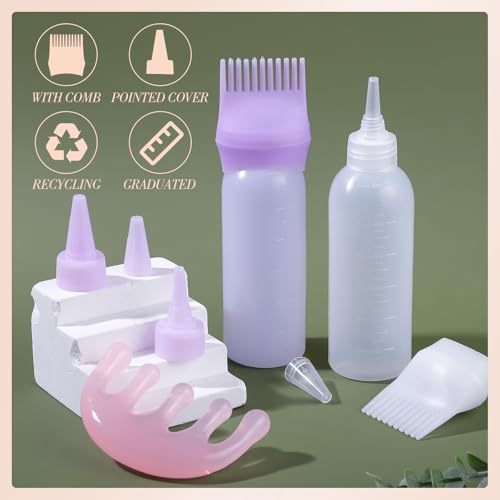 Hair Dye Applicator Bottles with Comb - 2 Pack 6 oz