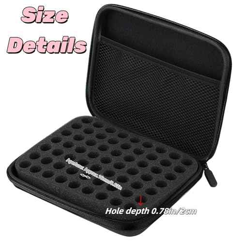 Jerliflyer Essential Oil Storage Bag,1-3ml 63 Slots Portable Aromatherapy Essential Oil Storage Bag Case Collision Proof No Leakage 16mm Aperture Essential Oil Organizer for Travel Outdoor (black)
