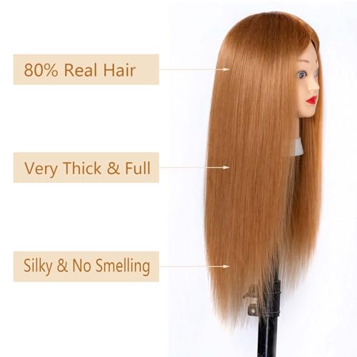 Mannequin Head 28" Golden Blonde Hair 80% Human Hair Styling