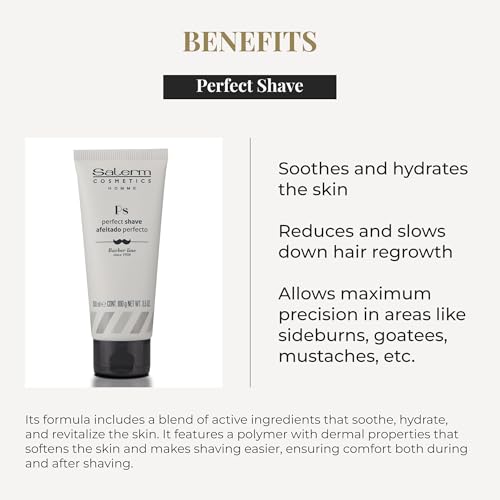 SALERM - Men's Shaving Gel - Perfect Shave Homme Barber Line - Transparent Gel for a Perfect Shave - Calms and Hydrates the Skin - Helps Reduce and Delay Hair Growth