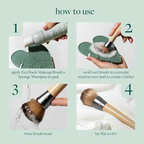 EcoTools Makeup Brush Cleansing Pad, Brush Cleaner Mat For Deep Cleaning Tools, Use With Makeup Brush Shampoo, 100% Silicone, Easy To Clean, Features Suction Cup For Easy Usage, Cruelty-Free, 1 Count