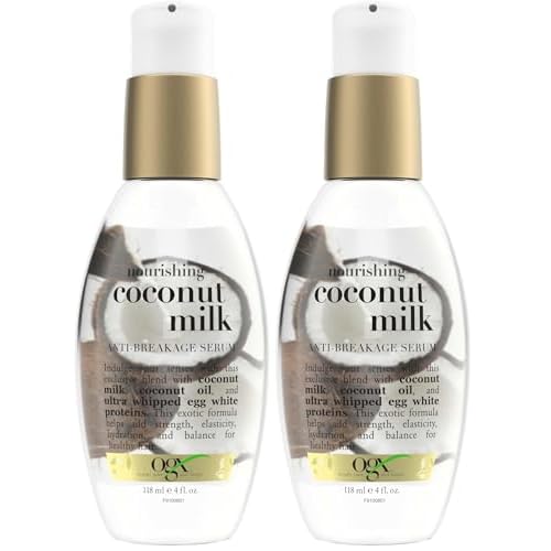 OGX Nourishing + Coconut Milk Anti-Breakage Serum, 4 Fl Oz (Pack of 2)
