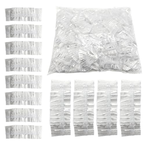 200 Pcs Disposable Waterproof Ear Covers for Shower Hair Dye & Bathing - Clear Plastic with Elastic, One Size for Adults - Creztail