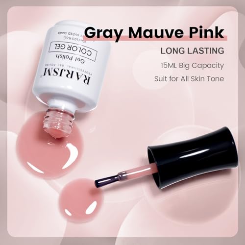 RARJSM Nude Sheer Jelly Gel Nail Polish - Neutral Mauve Pink (15ml)