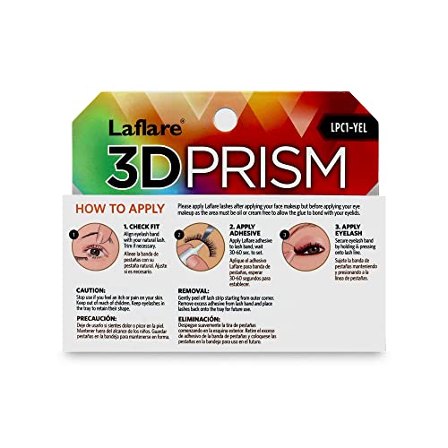 Laflare 3D Prism Color Lashes - Faux Mink, Clear Band, 3 Pack
