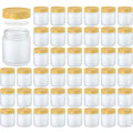 Norme 48 Pcs 4oz Glass Jars with Lids Empty Small Glass Containers and Inner Liners Reusable Cosmetic Jars Round Airtight Bottles with Plastic Woodgrain Lids for Storing candle, Lotion (Frosted Matte)