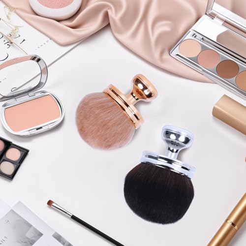 2Pcs Extra Large Body Makeup Brush, Self Tanning Blend Brush, 3 Inch Width Professional Kabuki Powder Brush Oval Face Leg Smudge Tool For Large Coverage Powder Foundation Blending Buffing